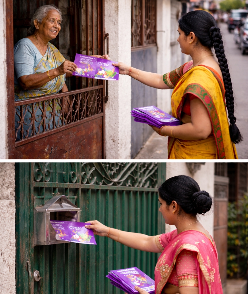 Team performing pamphlet distribution services in Chennai