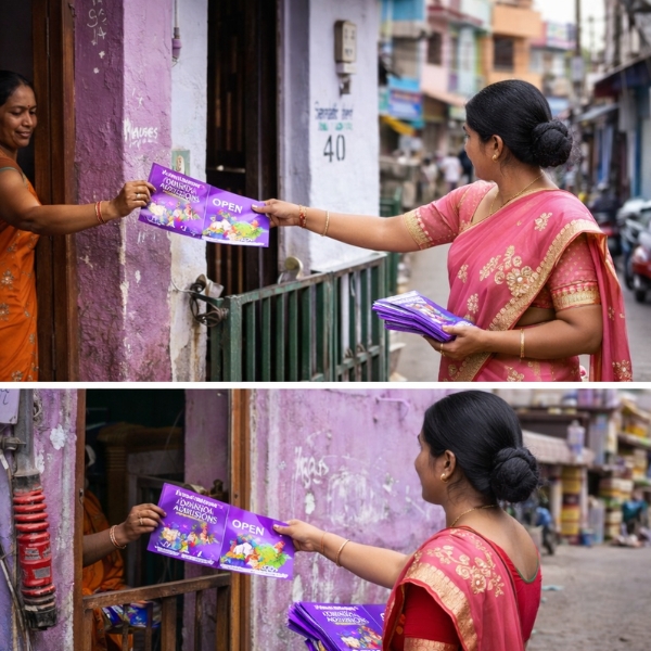Pamphlet distribution services in Chennai carried out door to door.